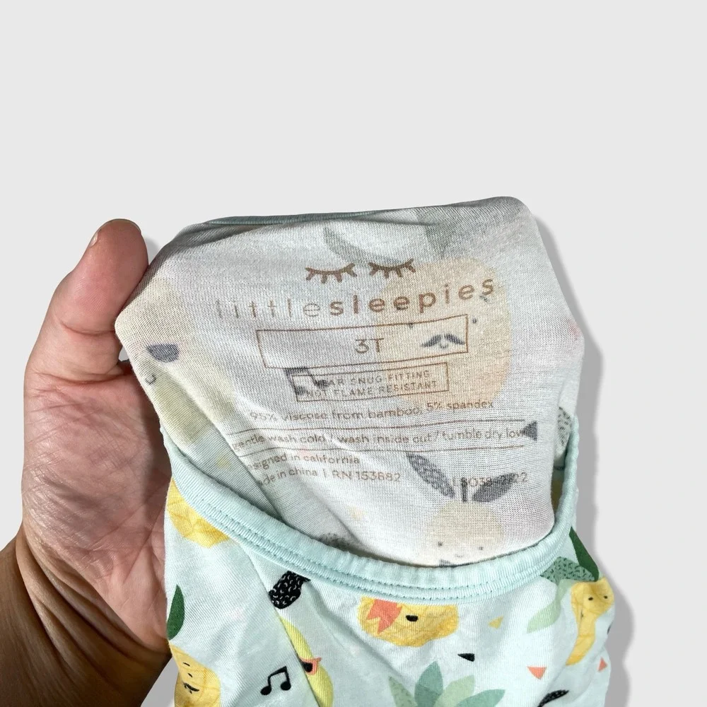 Little Sleepies Pajama Top Kids 3T Blue Pineapple Pear Bamboo Viscose Sleepwear